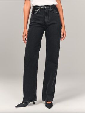 Abercrombie & Fitch - Mixed Fabric 90's Relaxed High Rise Jeans- Curve Love